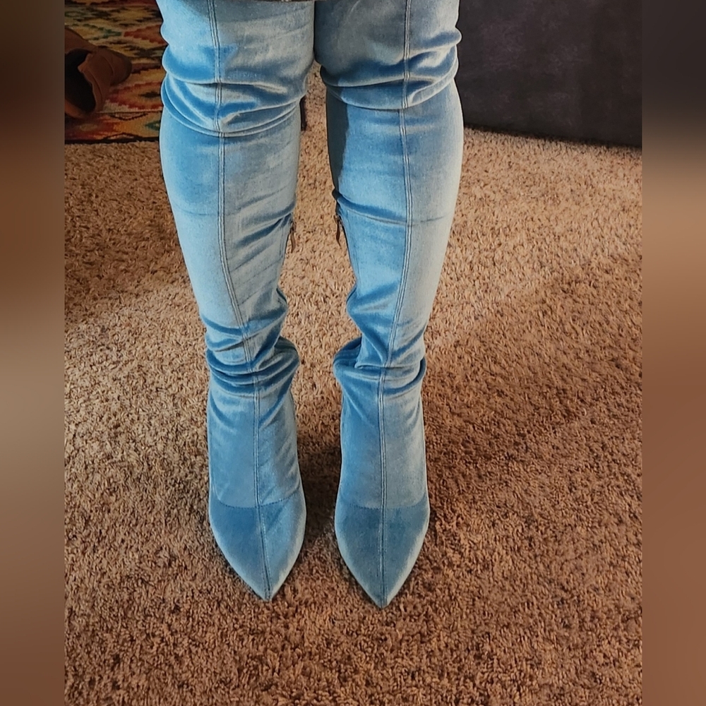 Stylish Blue Knee-High Boots